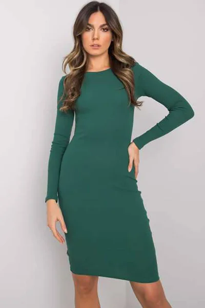 Zelené přiléhavé dámské šaty s dlouhým rukávem Factory Price