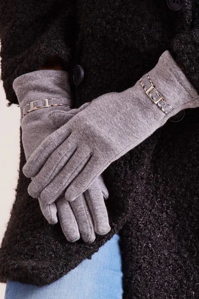 Dámské rukavice se šedou sponou FPrice