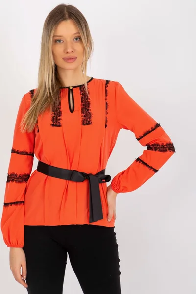 Výrazné oranžové dámské tričko s černými detaily Lakerta