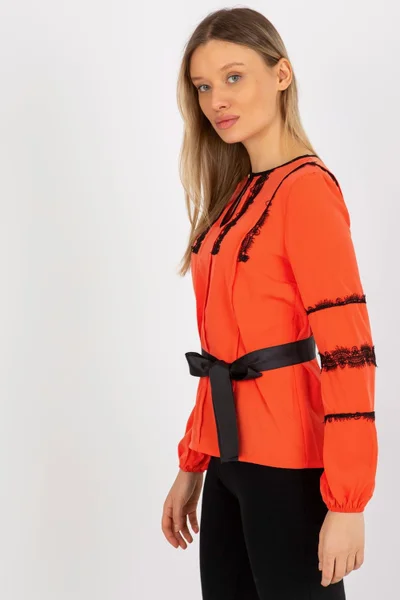 Výrazné oranžové dámské tričko s černými detaily Lakerta