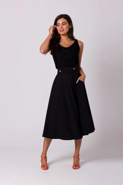 Dámská rozšířená midi sukně v černé barvě BeWear