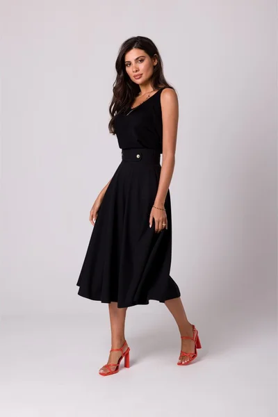 Dámská rozšířená midi sukně v černé barvě BeWear