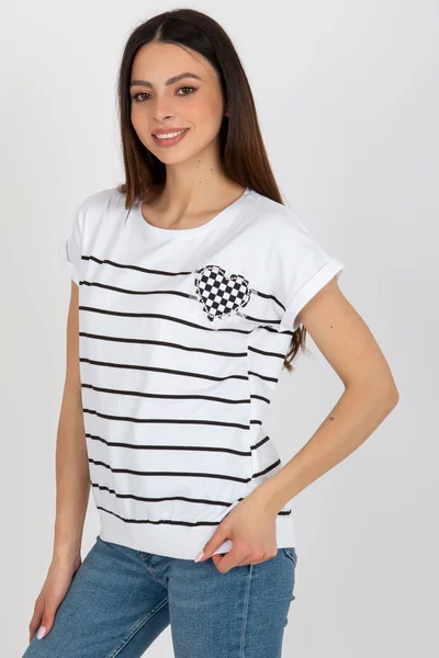 Lehké dámské pruhované tričko v bílé barvě FPrice