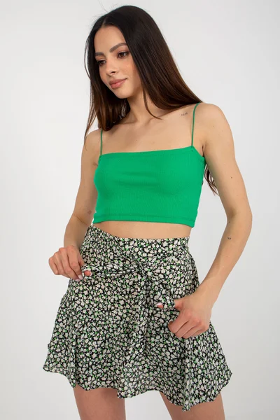 Dámská zelená mini sukně s vysokým pasem FPrice