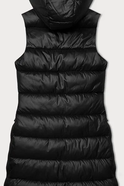 Černá prošívaná dámská vesta s kapucí S'WEST