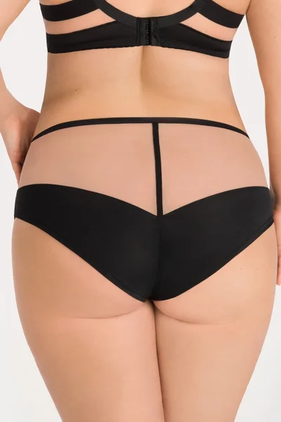 Sexy dámské zdobené kalhoty Gorsenia nude-černé plus size