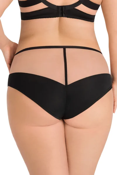 Sexy dámské zdobené kalhoty Gorsenia nude-černé plus size