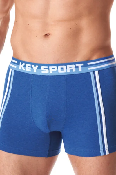Přiléhavé pánské bavlněné boxerky Key modré