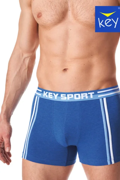 Přiléhavé pánské bavlněné boxerky Key modré