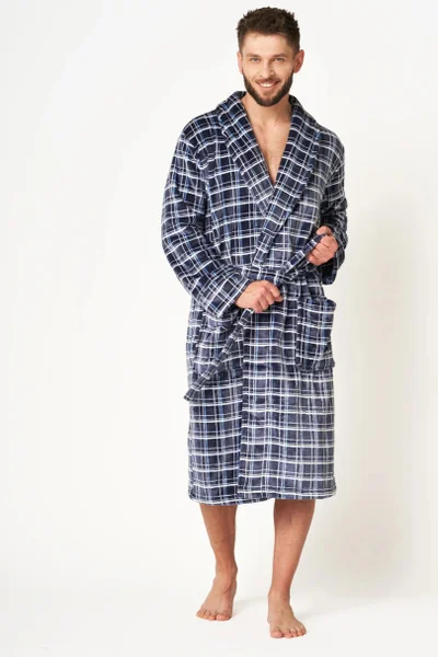 Tmavě Modrý Pánský Župan Key - Flannel Fleece Komfort