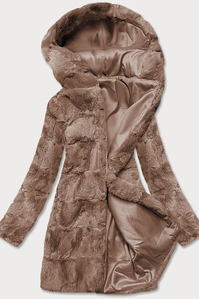Béžový dámský kabát z umělé kožešiny S'WEST