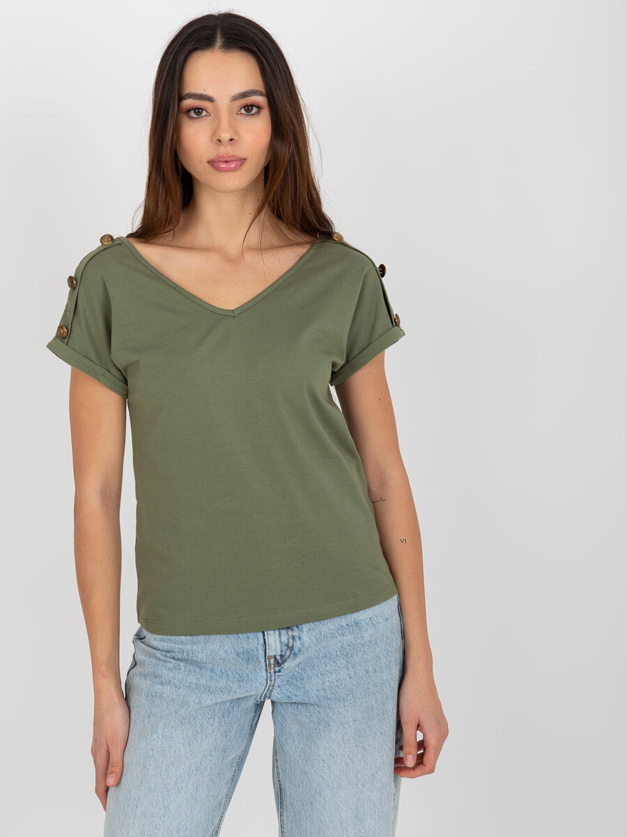 Volné khaki tričko s knoflíky FPrice, XL i523_2016103341405