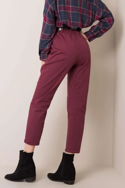 Dámské kaštanové kalhoty s vysokým pasem FPrice