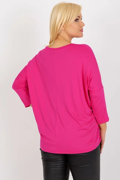 Volné dámské růžové tričko s 3/4 rukávem FPrice