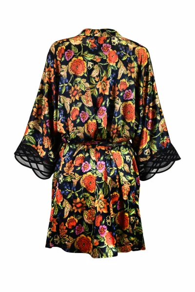 Dámské kimono FLOWER VW726 MEDIOLANO (černá)