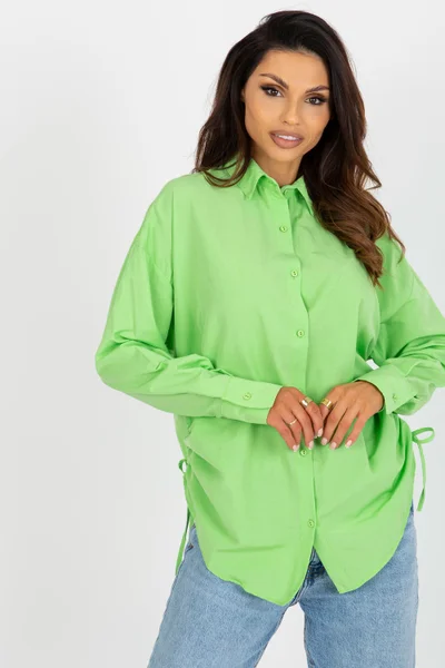 Světle zelená dámská košile se stahováním na bocích Factory Price