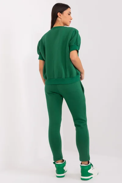 Zelený dámský teplákový komplet s krátkými rukávy FPrice