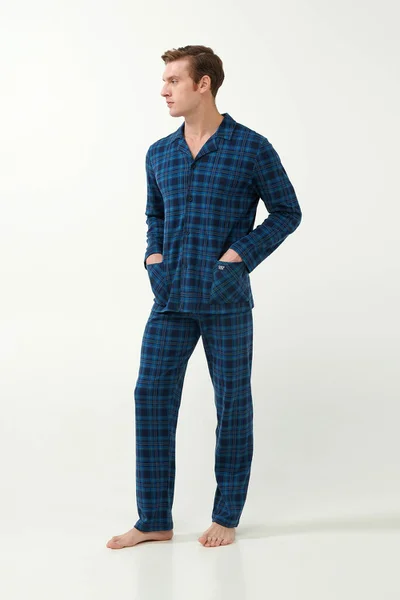 Mužské pyžamo Blue Tartan - modrý komfort