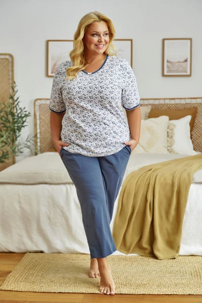 Modro-bílé dámské pyžamo ze vzorované bavlny DOCTOR NAP