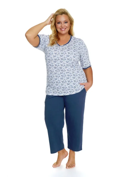 Modro-bílé dámské pyžamo ze vzorované bavlny DOCTOR NAP