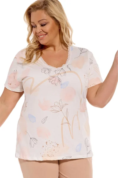 Béžové dámské plus size pyžamo Cornette