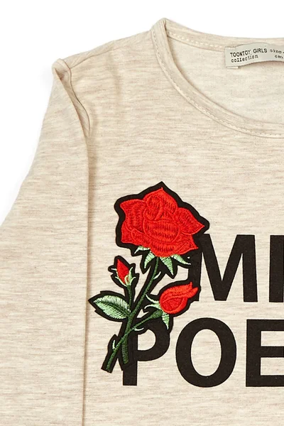 Dívčí béžové tričko s růžemi FPrice