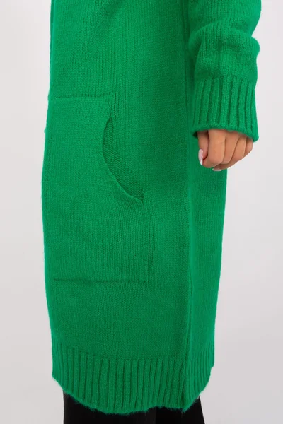 Zelený dámský maxi kardigan s kapsami FPrice