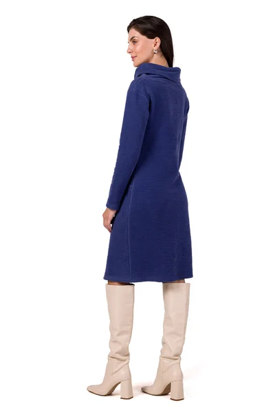 Tmavě modré bavlněné dámské šaty s límcem BeWear