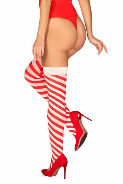 Dámské vánoční punčochy Kissmas stockings - Obsessive (v barvě červená)