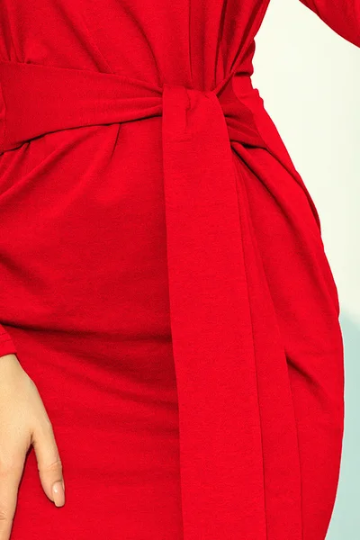 Červené dámské šaty se širokým páskem Numoco 209-6