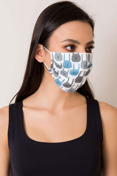Bavlněná opakovaně použitelná maska s bílým potiskem FPrice