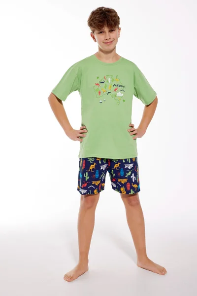 Zelené pyžamo pro chlapce se šortkami Cornette
