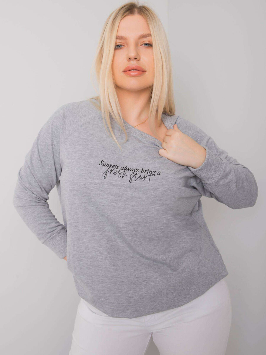 Dámská plus size mikina Grey melange FPrice, jedna velikost i523_2016103065486