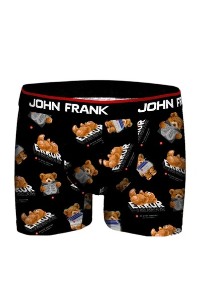 Vzorované černé pánské boxerky s potiskem John Frank