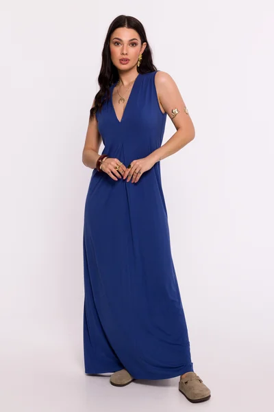 Tmavě modré dámské dlouhé šaty BeWear