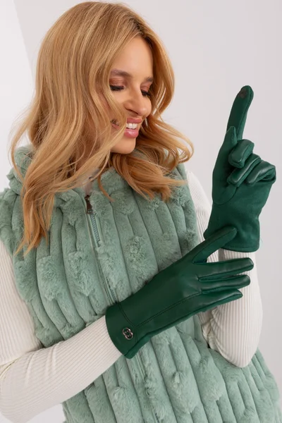 Hladké zelené dámské rukavice FPrice