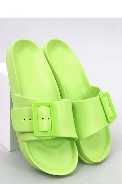 Zelené gumové dámské pantofle se sponou Inello
