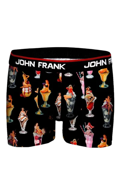 Černé pánské boxerky s barevným potiskem John Frank