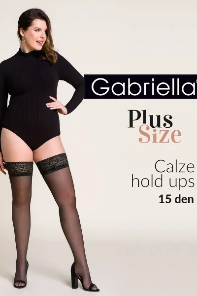 Dámské samodržící punčochy Gabriella Plus Size E309 7-8 ML683
