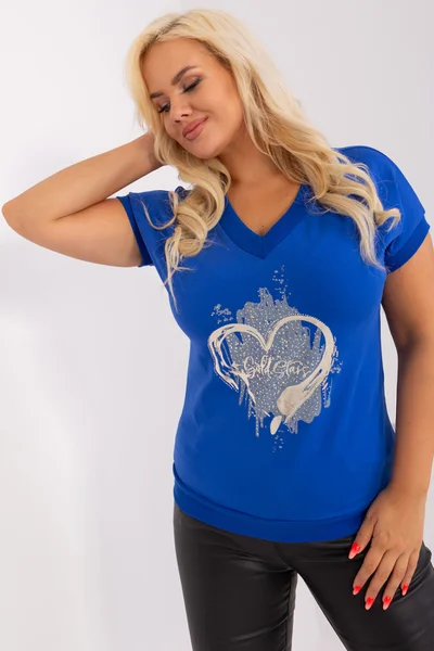 Královsky modré dámské tričko se srdcem FPrice