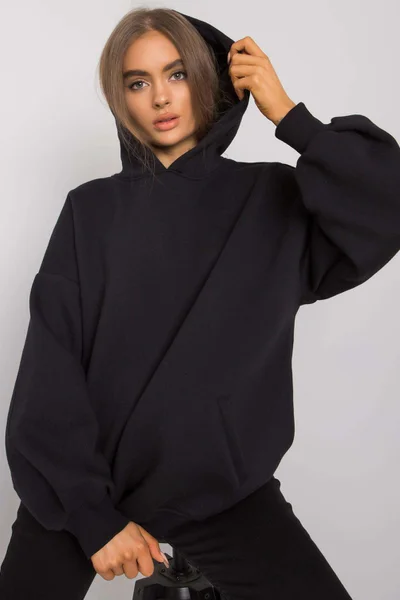 Černá bavlněná mikina pro ženy s kapsami FPrice