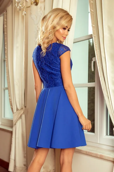 Chrpově modré šaty s krajkou Numoco 157-5