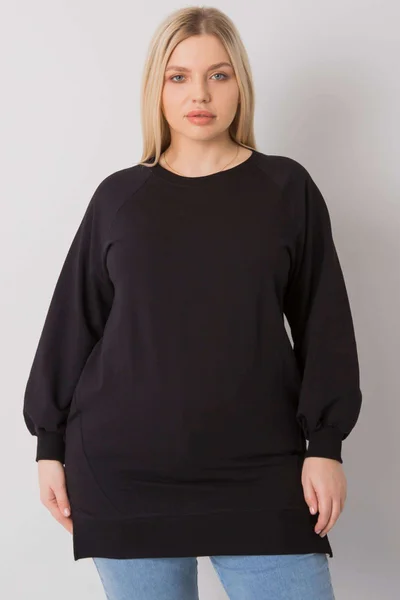 Černá bavlněná mikina pro ženy plus size FPrice