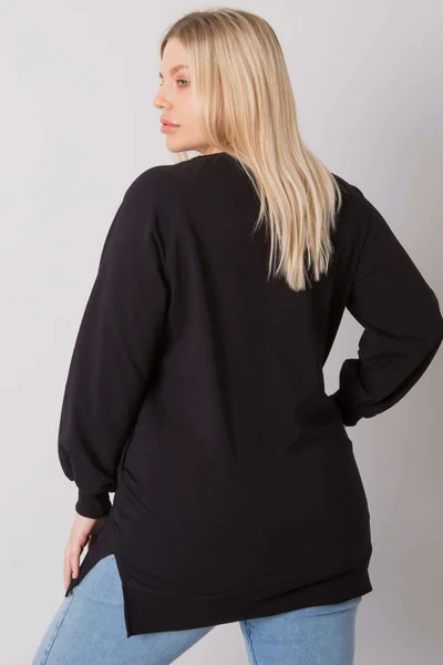 Černá bavlněná mikina pro ženy plus size FPrice