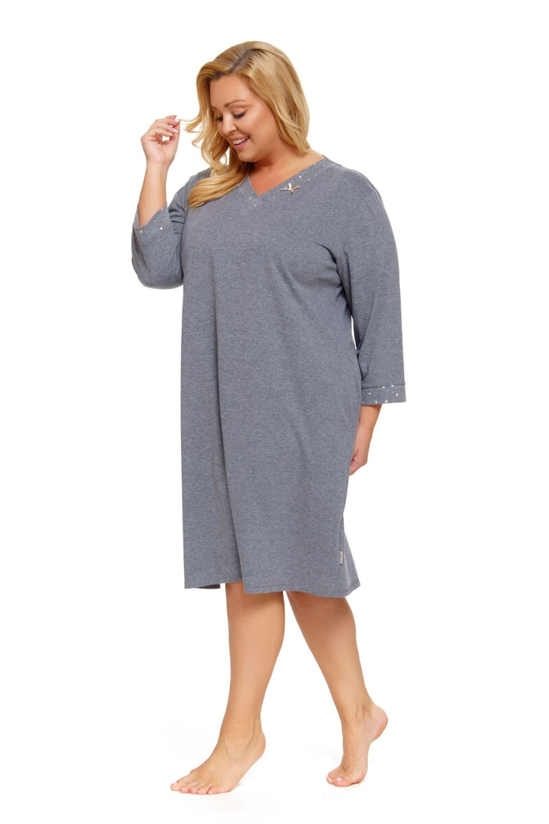 Plus size dámská šedá noční košile Doctornap, šedá 4XL i41_9999932025_2:šedá_3:4XL_