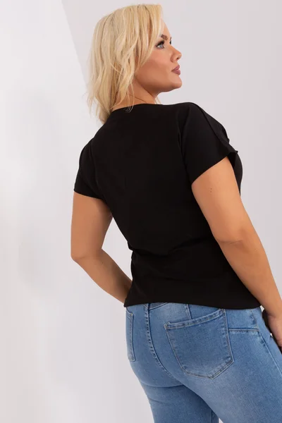 Černé dámské tričko se stahováním na šňůrku FPrice