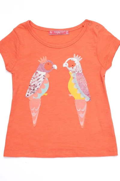 Dámské oranžové tričko s papoušky FPrice