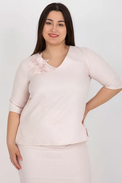 Světle růžové dámské tričko s jemnou ozdobou FPrice