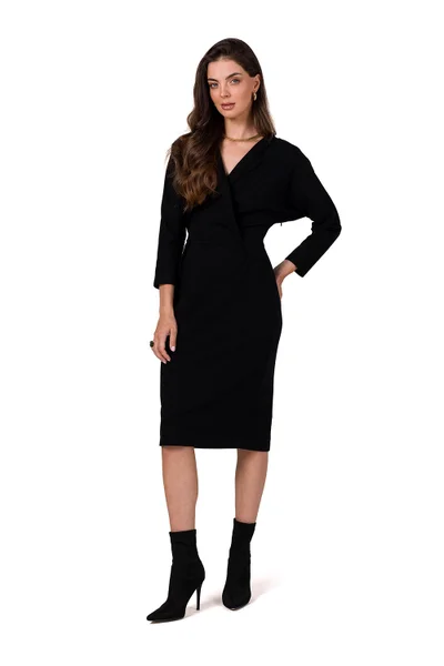 Přiléhavé dámské černé midi šaty BeWear