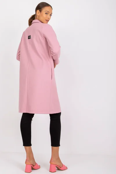 Růžový dámský volný přechodový kabát FPrice